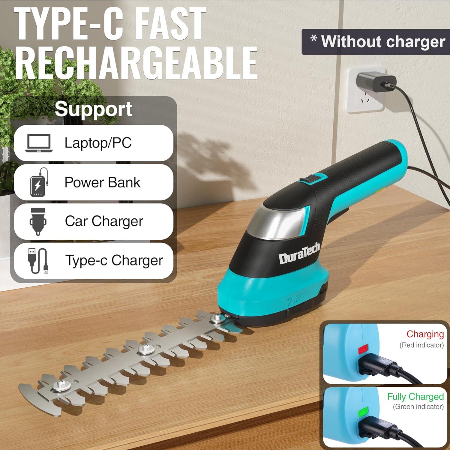 Cortadora de Setos Inalámbrica DURATECH 7.2V 3-en-1 con Poste 127cm