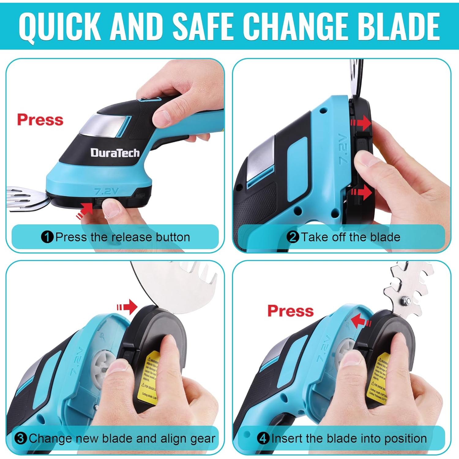 Cortadora de Setos Inalámbrica DURATECH 7.2V 3-en-1 con Poste 127cm