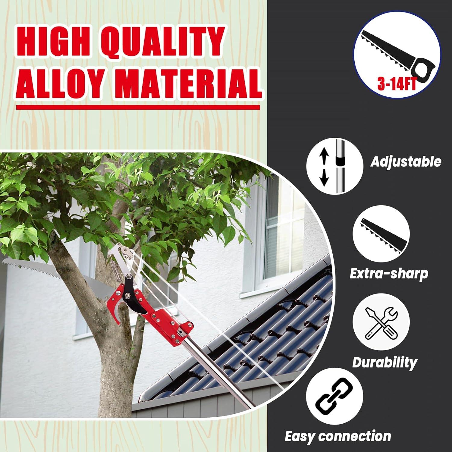 Podadora de Árboles Telescópica WodGod 3-14 pies con Guantes y Gafas