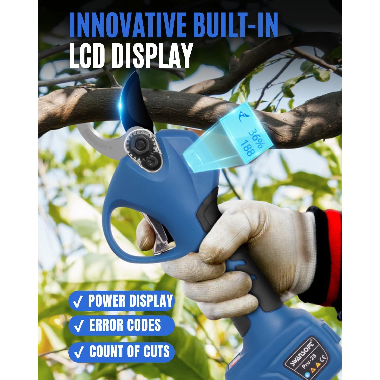 Tijeras de Podar Eléctricas SWANSOFT PRU28, Corte 28mm, 850W