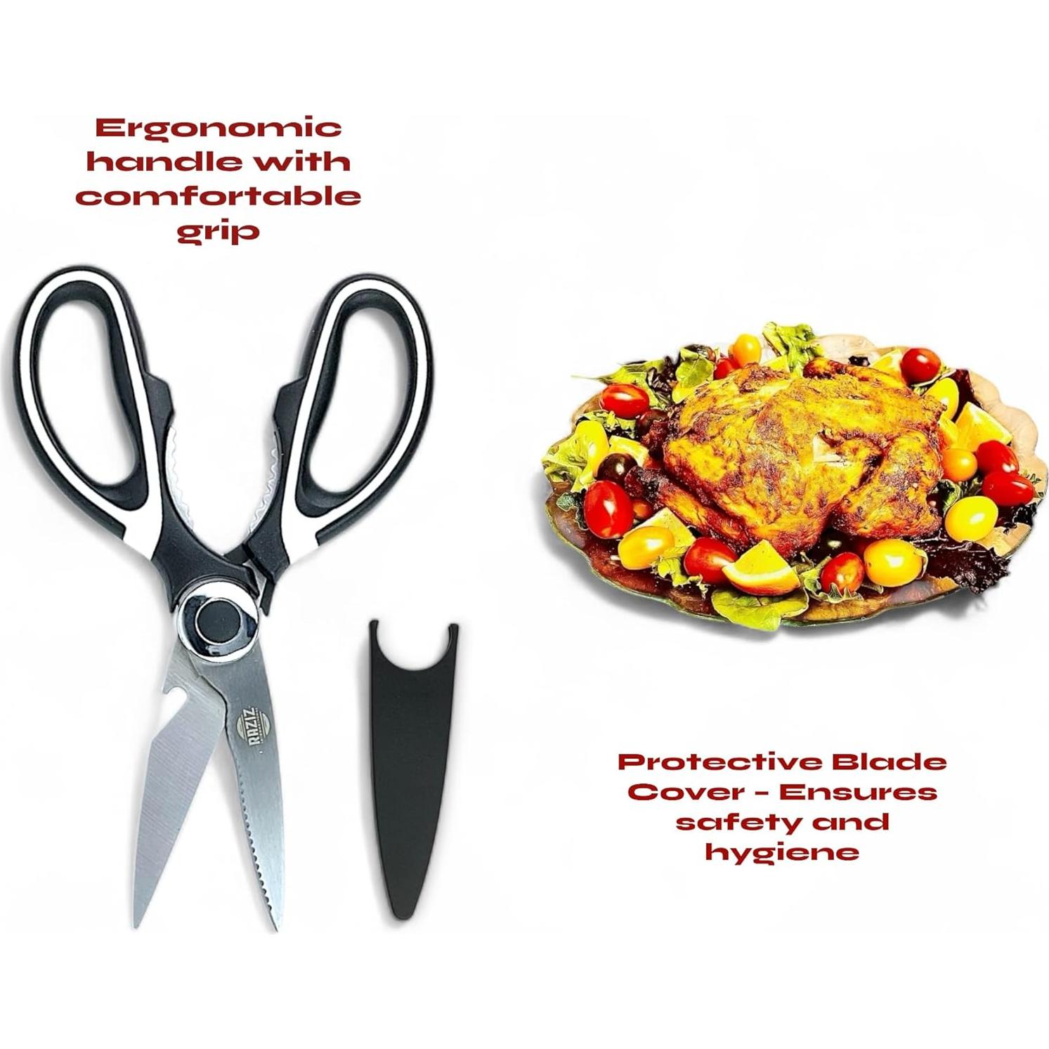 Tijeras de Cocina RAZIZ - Acero Inoxidable, Multifuncionales