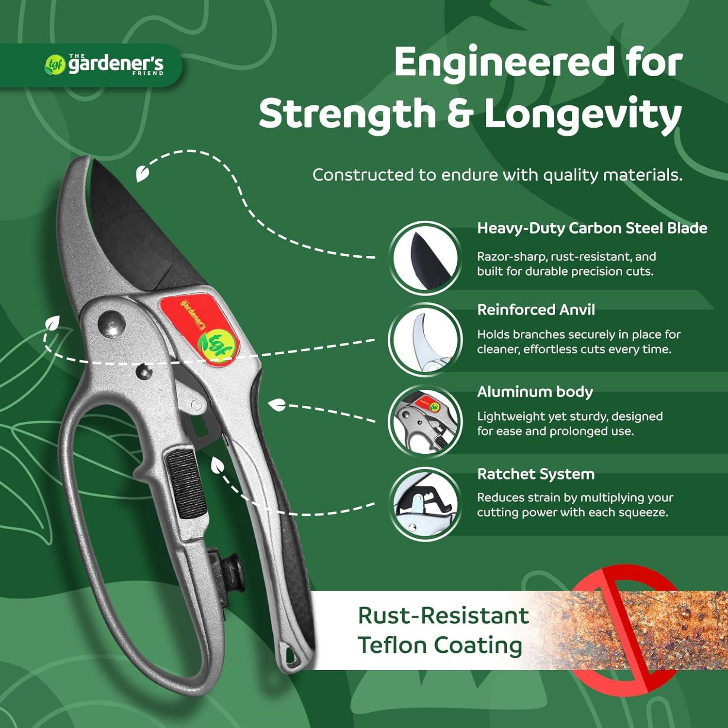 Tijeras de Podar Ratchet El Amigo del Jardinero 205mm