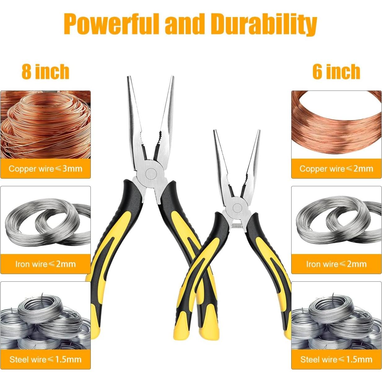 Alicates de Punta Larga ZUZUAN 20 cm y 15 cm Acero Carbono