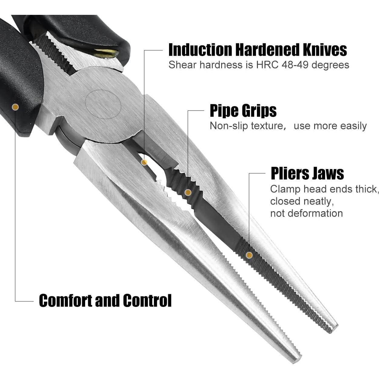 Alicates de Punta Larga ZUZUAN 20 cm y 15 cm Acero Carbono