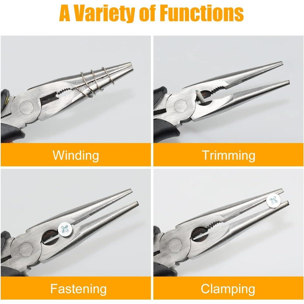 Alicates de Punta Larga ZUZUAN 20 cm y 15 cm Acero Carbono