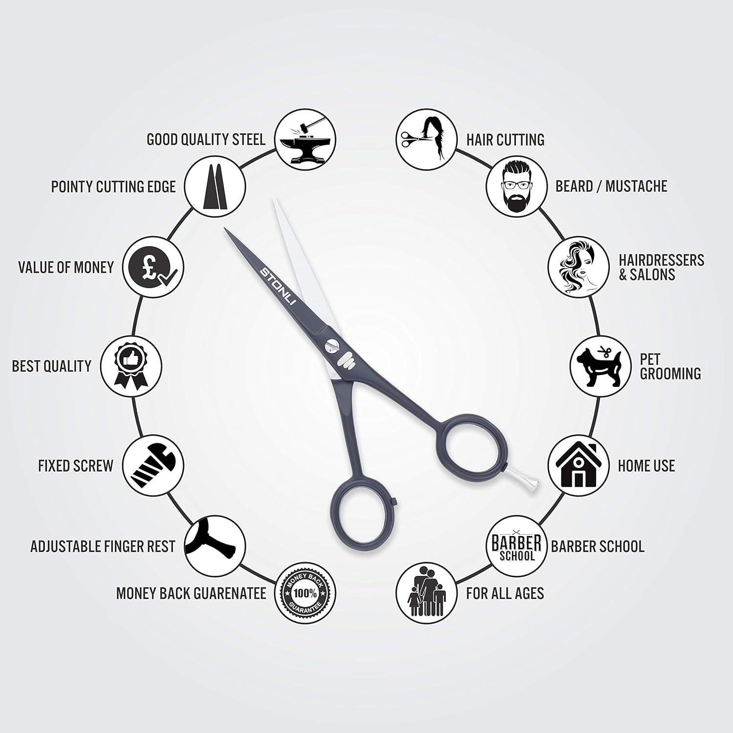 Tijeras de Corte de Cabello Stonli 15.24 cm Acero Inoxidable