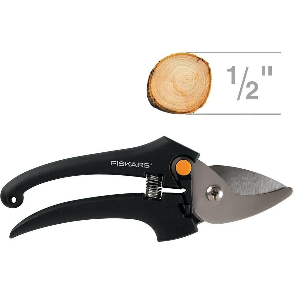 Tijera de Poda Fiskars de Acero Inoxidable 6.35 cm Negra