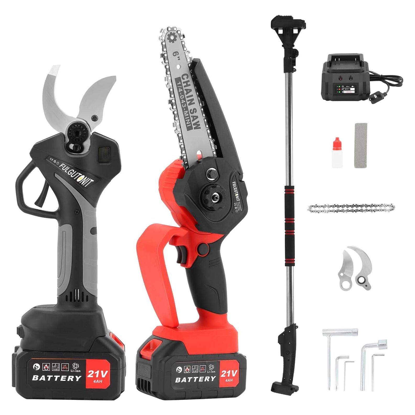 Kit de Podadora Eléctrica Fulgutonit con Motosierra y Baterías