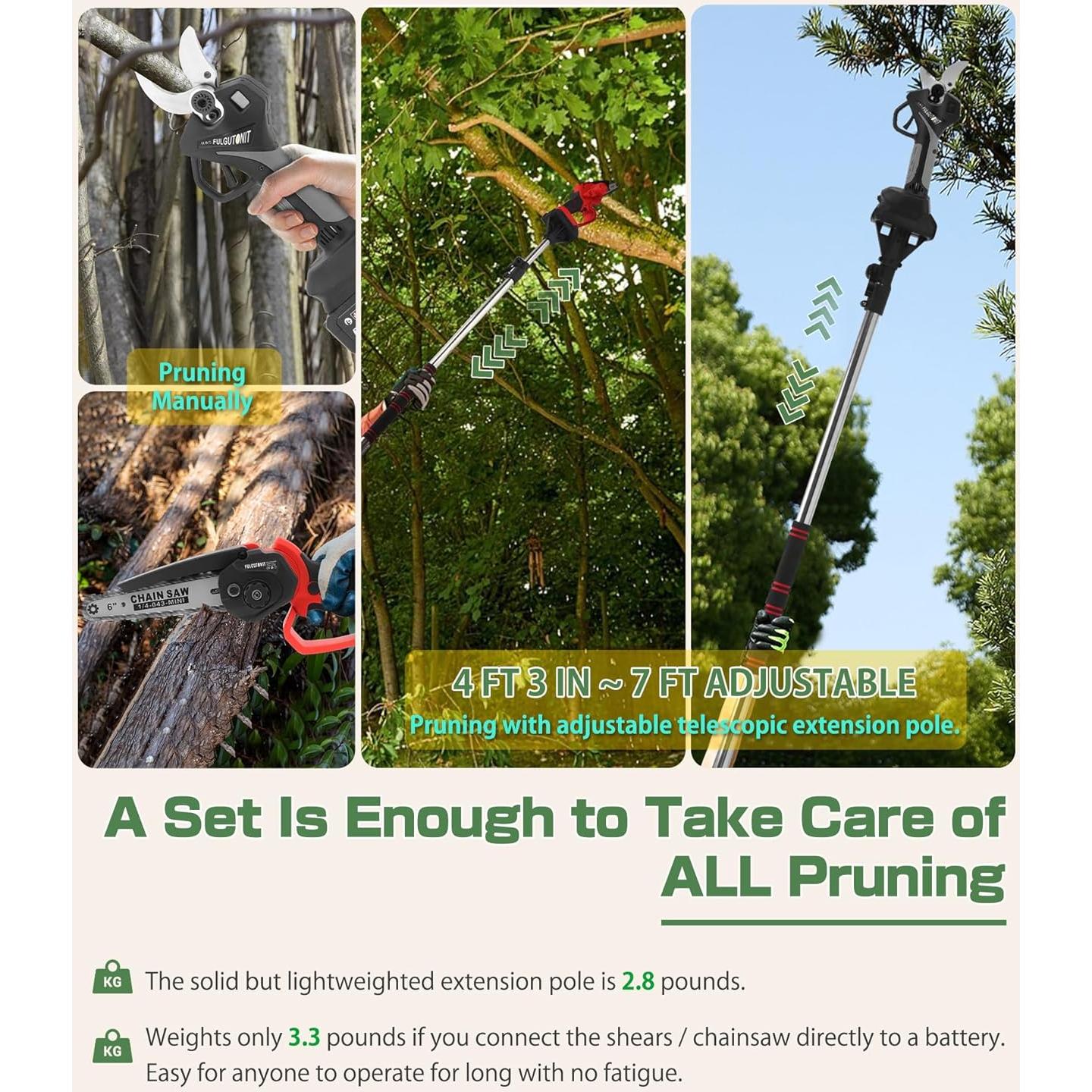 Kit de Podadora Eléctrica Fulgutonit con Motosierra y Baterías