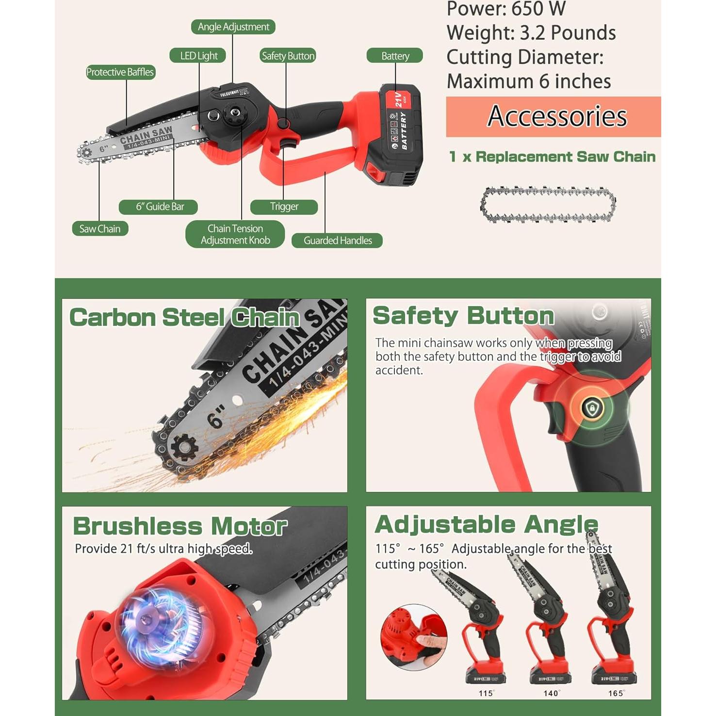 Kit de Podadora Eléctrica Fulgutonit con Motosierra y Baterías