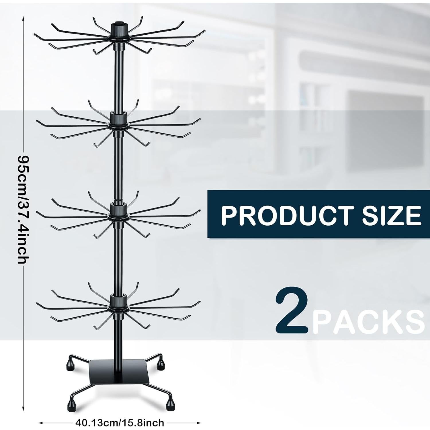 Soporte de Joyería BBTO 2 Pcs Rotatorio 95 cm Negro