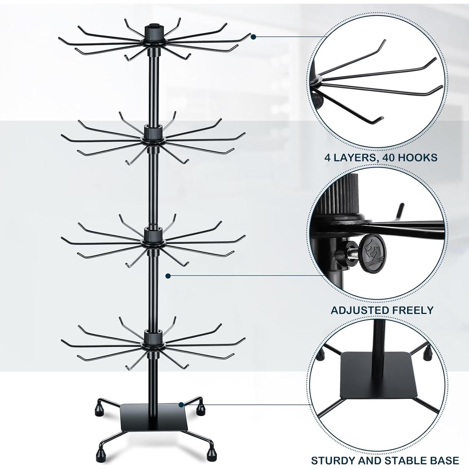 Soporte de Joyería BBTO 2 Pcs Rotatorio 95 cm Negro