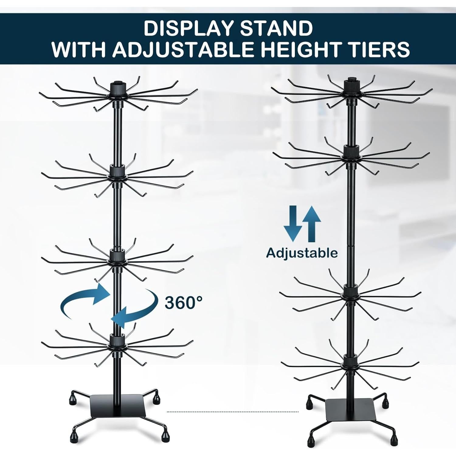Soporte de Joyería BBTO 2 Pcs Rotatorio 95 cm Negro