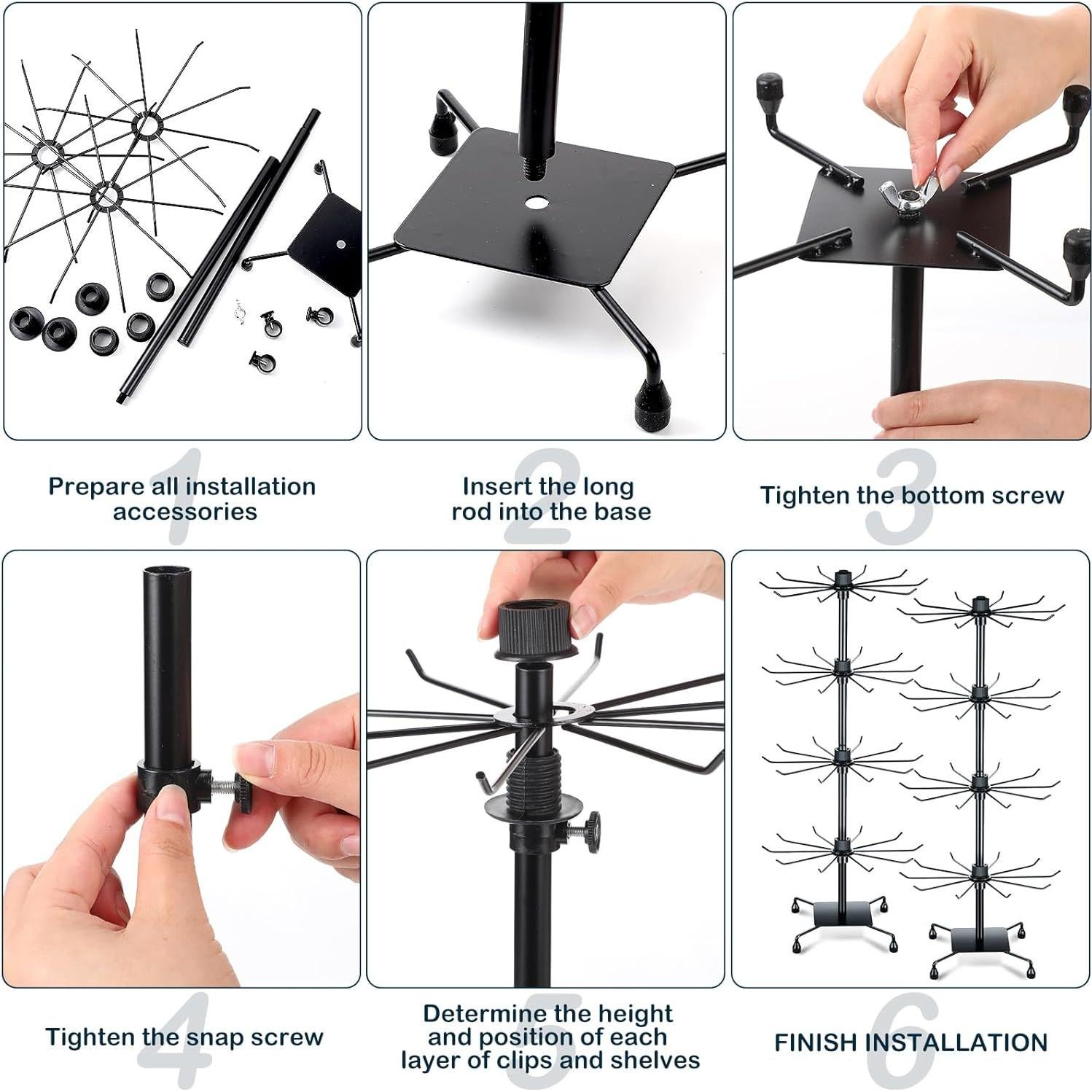 Soporte de Joyería BBTO 2 Pcs Rotatorio 95 cm Negro