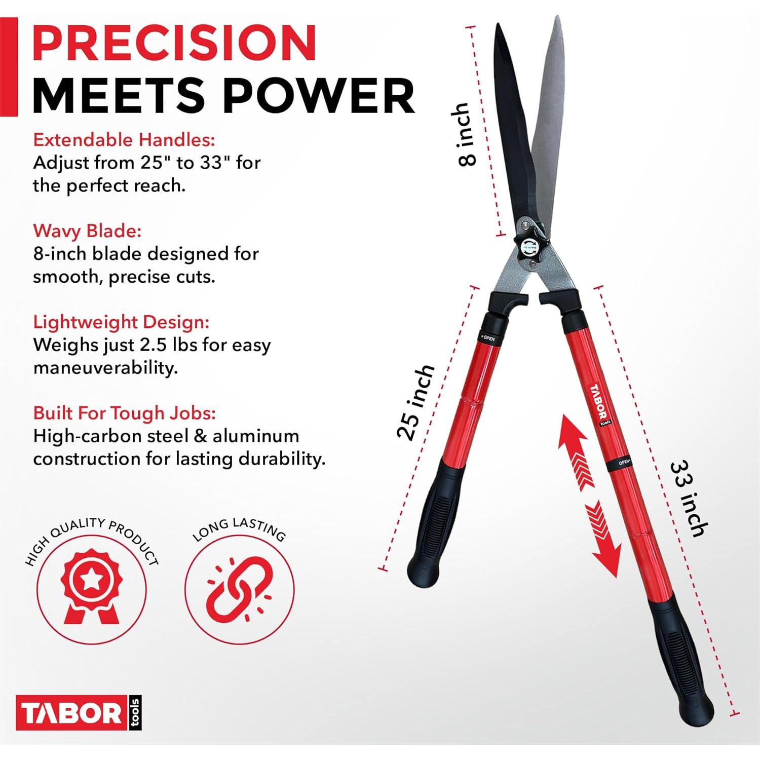 Tijeras de Setos Telescópicas TABOR TOOLS B212A 63.5-83.8 cm