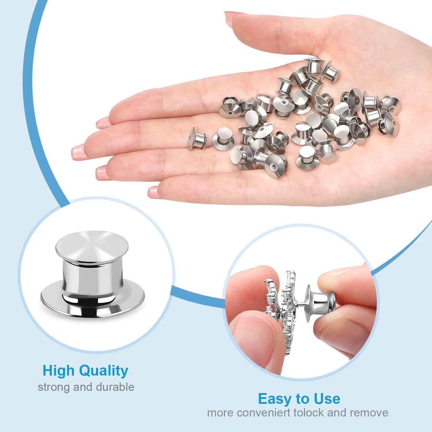 40 Sujetadores de Pin de Bloqueo NANMOTUE Metal Plata