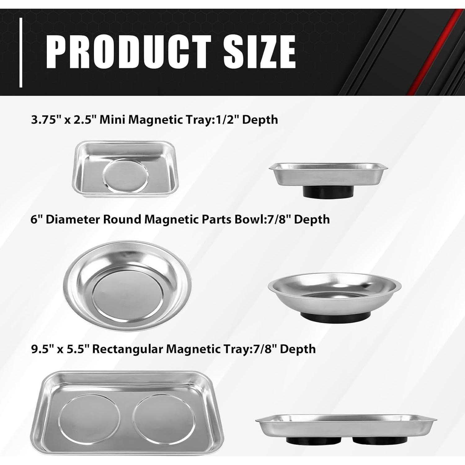 C&T Set de Bandejas Magnéticas de Acero Inoxidable 3 Piezas