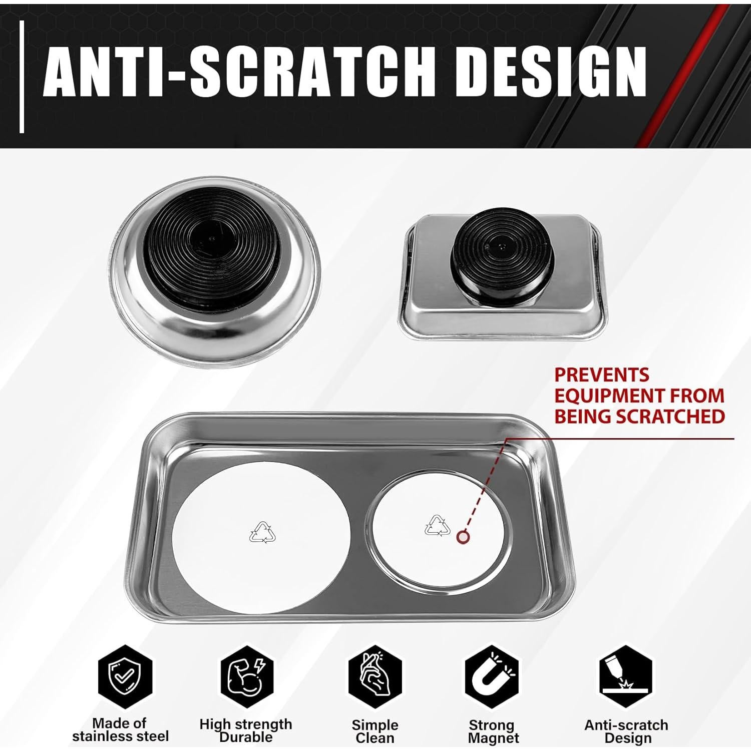 C&T Set de Bandejas Magnéticas de Acero Inoxidable 3 Piezas