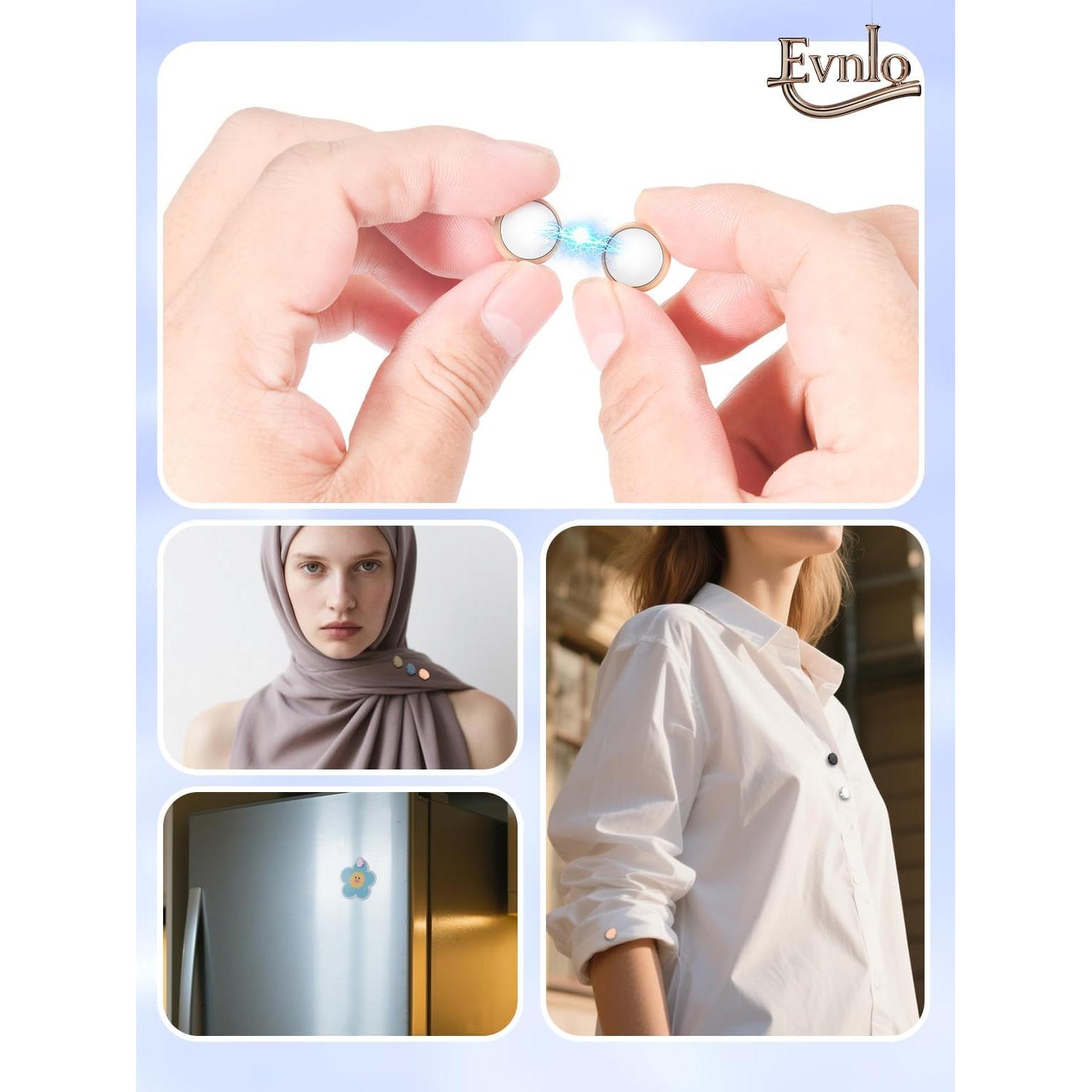 12 Pares de Imán para Hijab Evnlo - Pines Magnéticos Sin Agujas