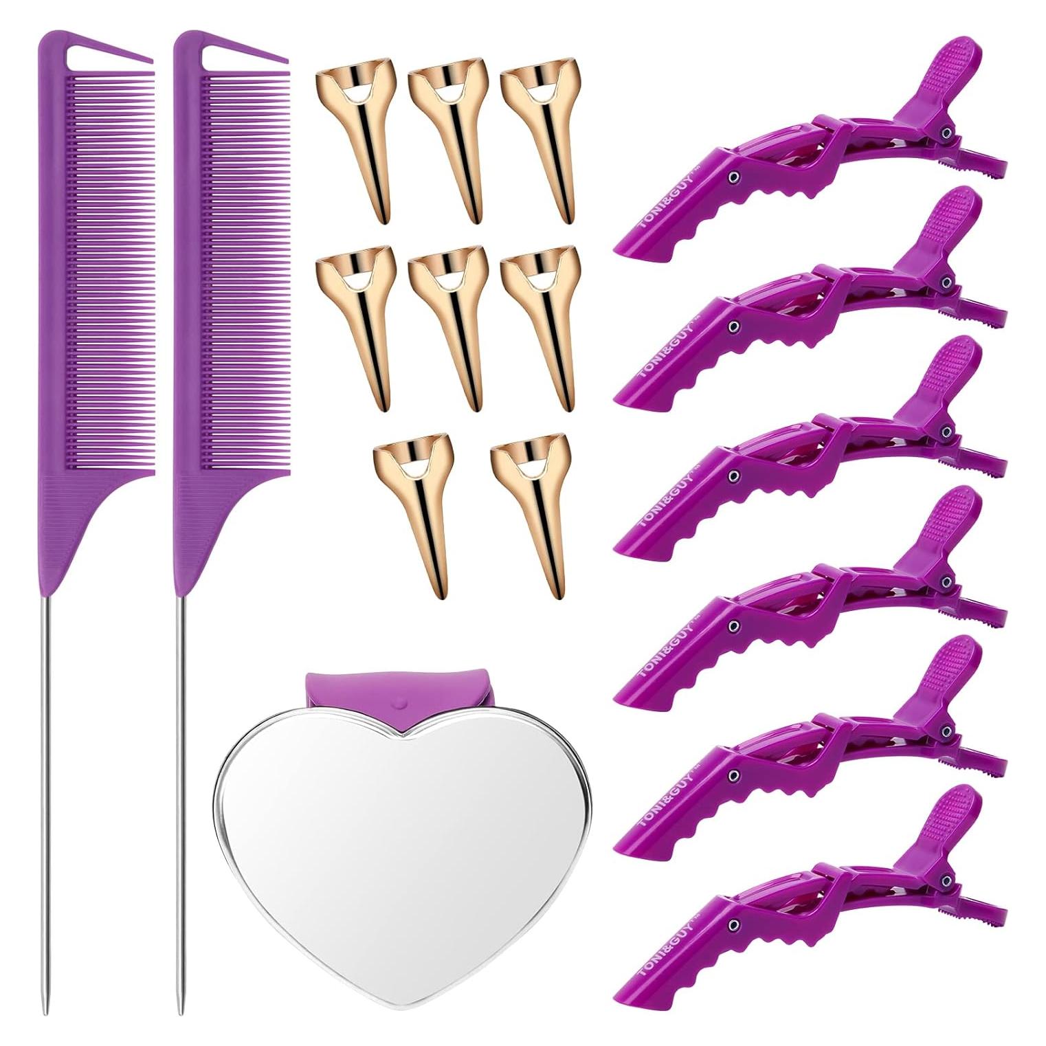 Juego de Herramientas para Separar Cabello Coldairsoap 17 Piezas Púrpura