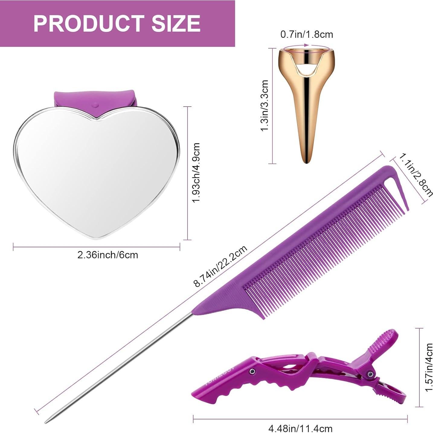 Juego de Herramientas para Separar Cabello Coldairsoap 17 Piezas Púrpura