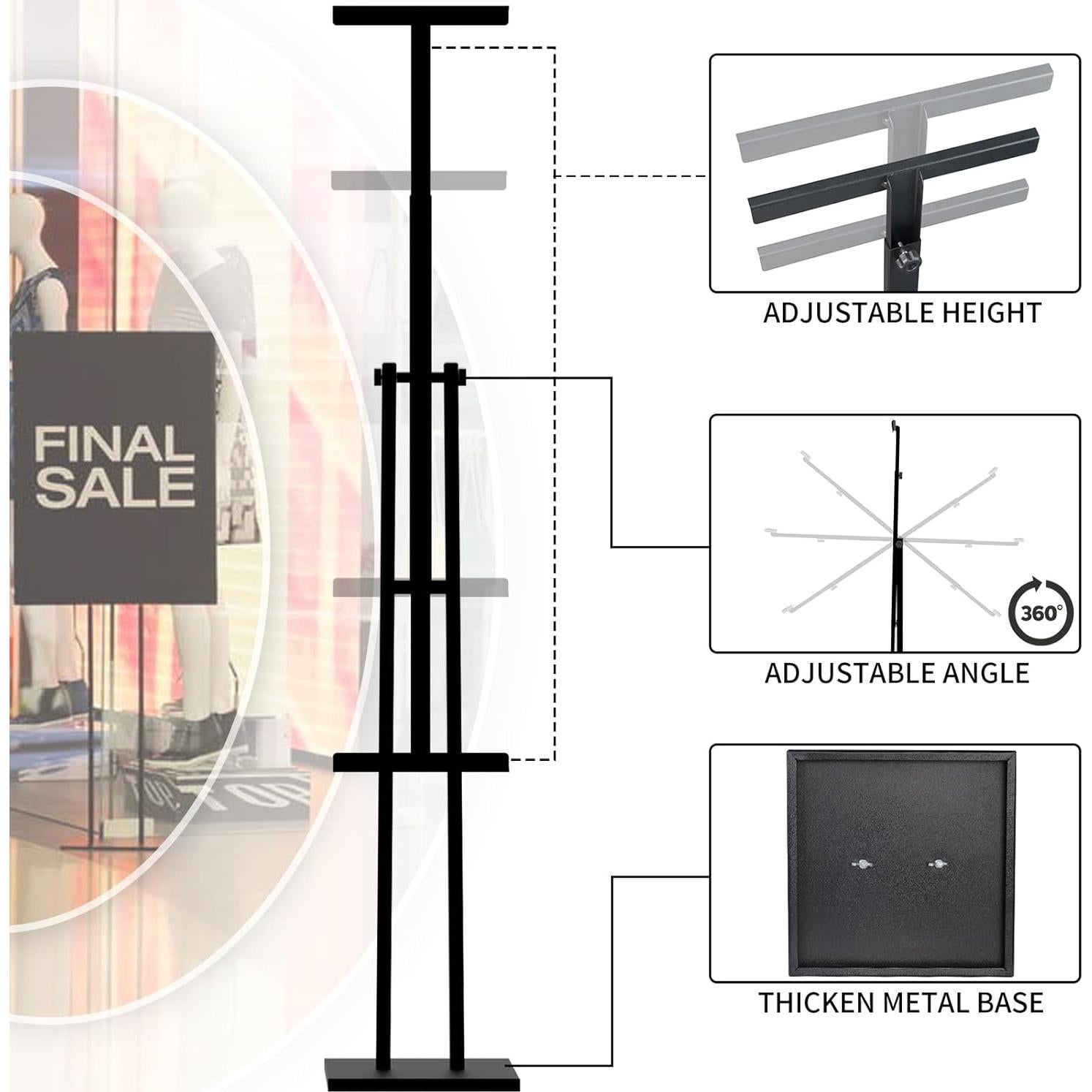 Soporte de Carteles ONCEMORE Ajustable 152 cm Metal Negro