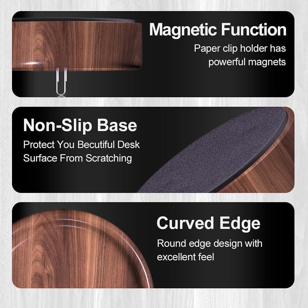 Soporte para Clips de Papel Magnético Grwanpen de Madera de Nogal
