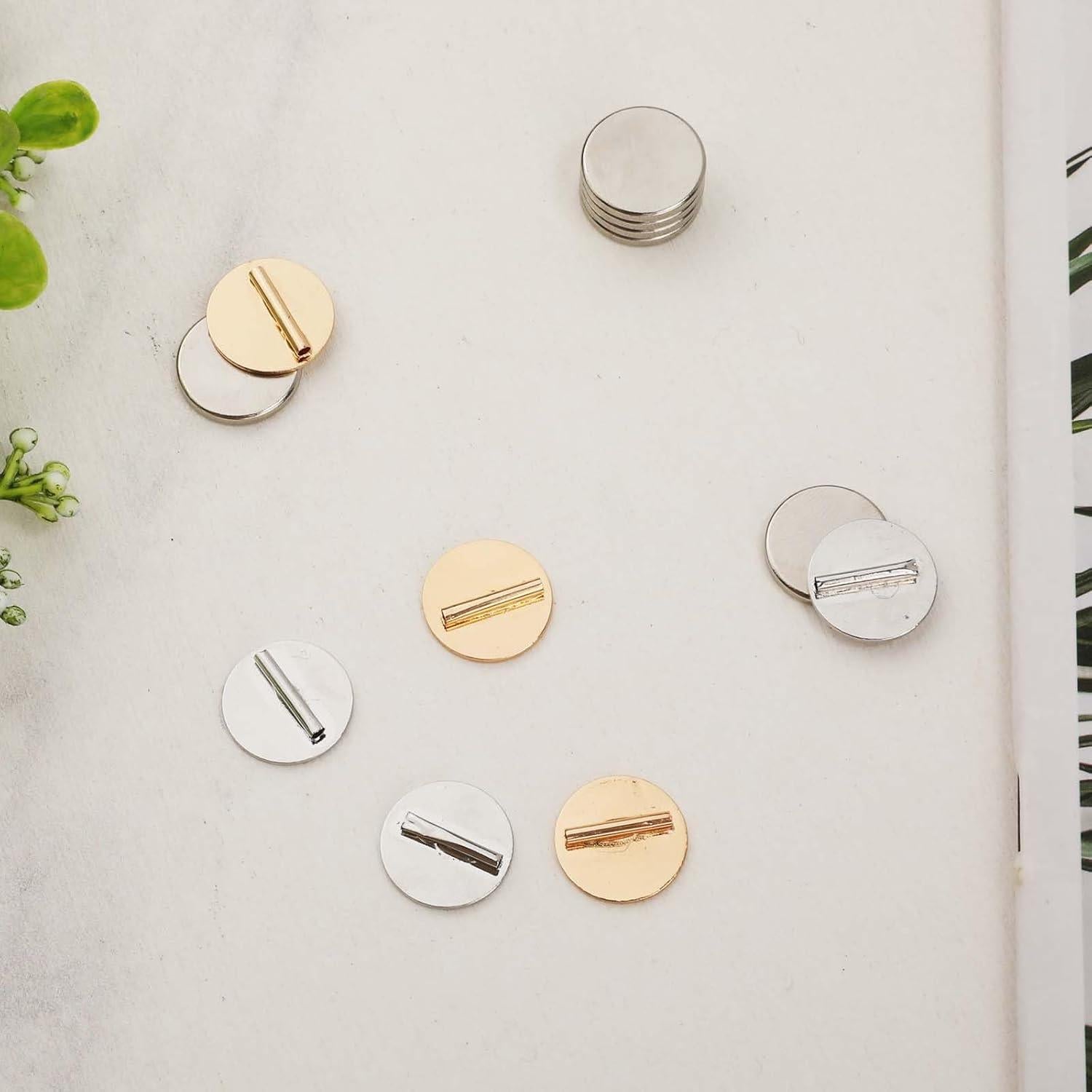 6 Mini Convertidores de Broche Magnéticos NQEUEPN - Dorado y Plateado