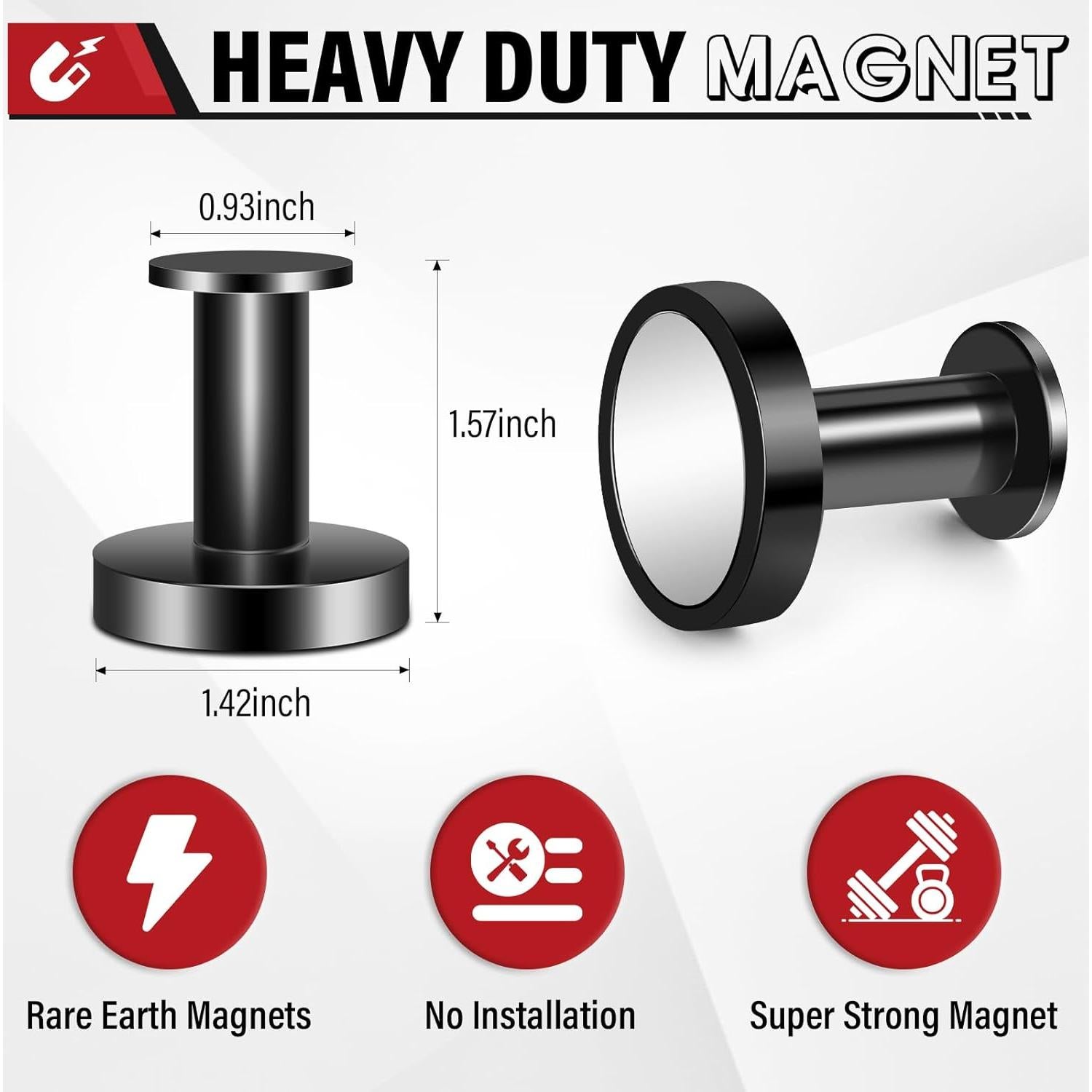 Ganchos Magnéticos TOP MAGNETS 3Pcs Soporte 68kg Negro