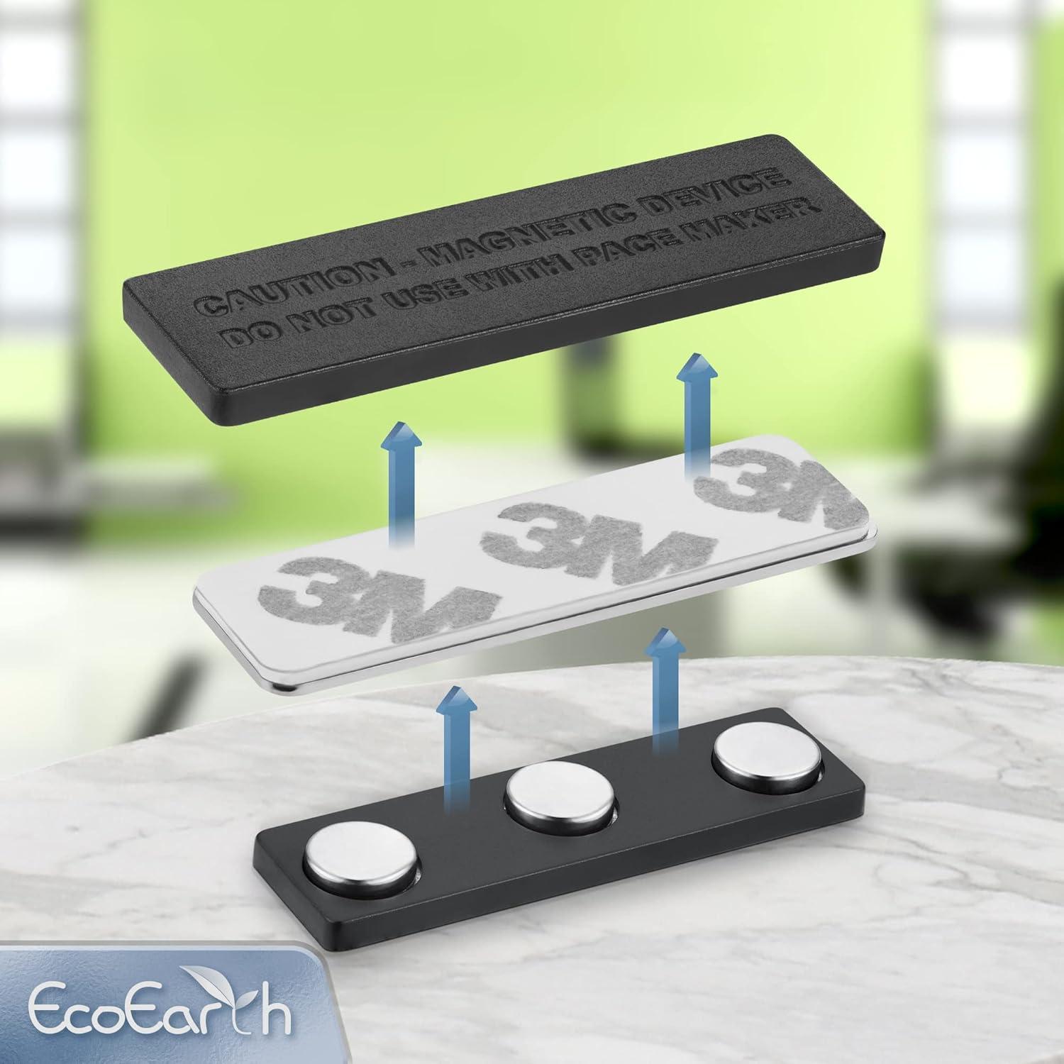 EcoEarth Adhesivos Magnéticos para Insignias - 10 Piezas 44x12mm