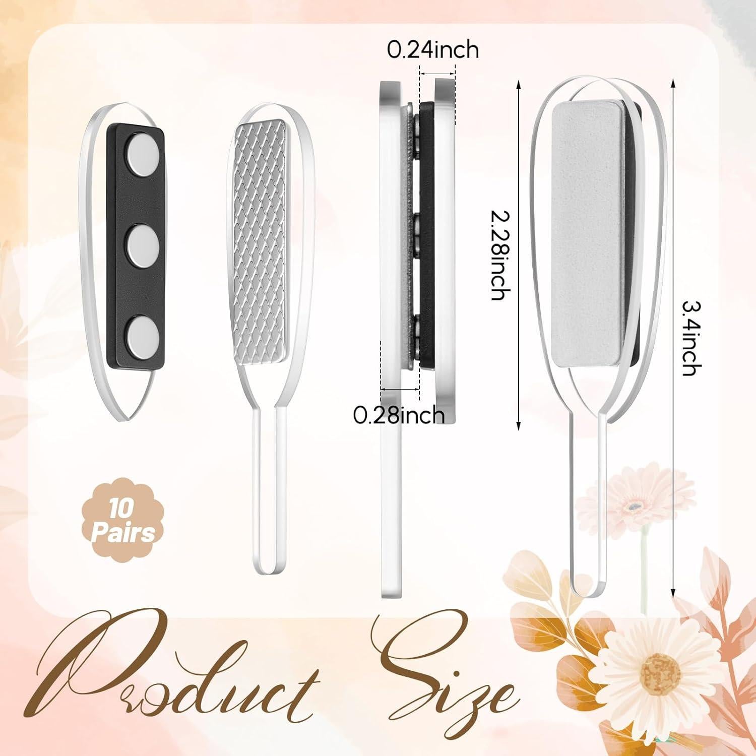 10 Pares de Clips Magnéticos Boutonniere Acrílico para Boda