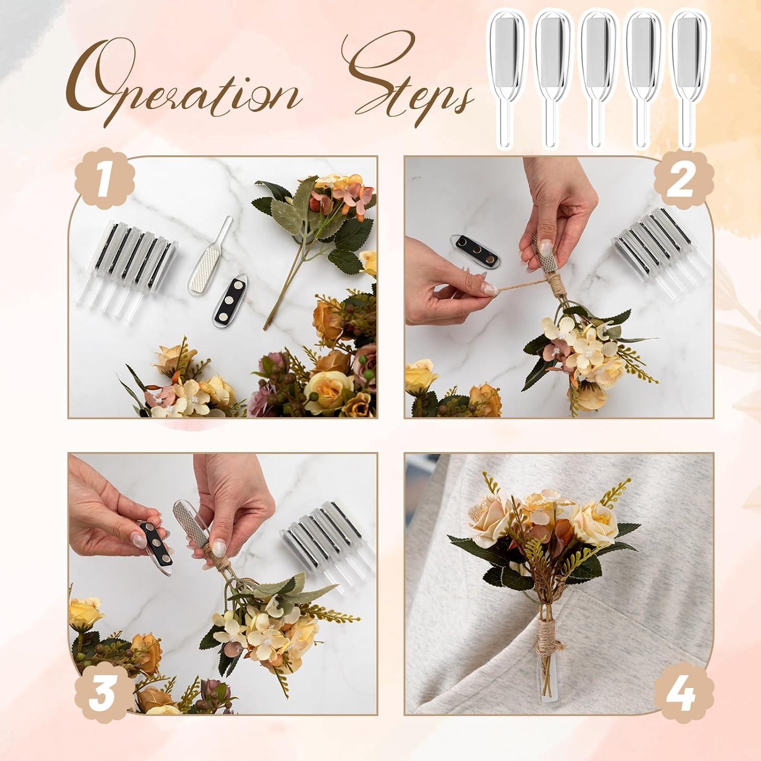 10 Pares de Clips Magnéticos Boutonniere Acrílico para Boda