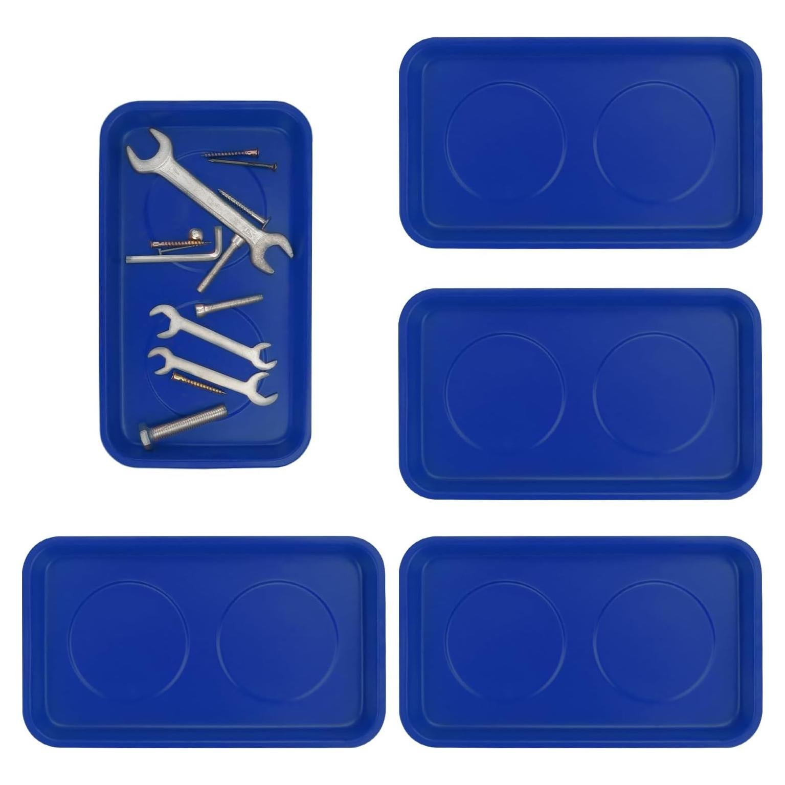 5 Bandejas Magnéticas Rectangulares Azules GENHAKON 24.4x14.2 cm