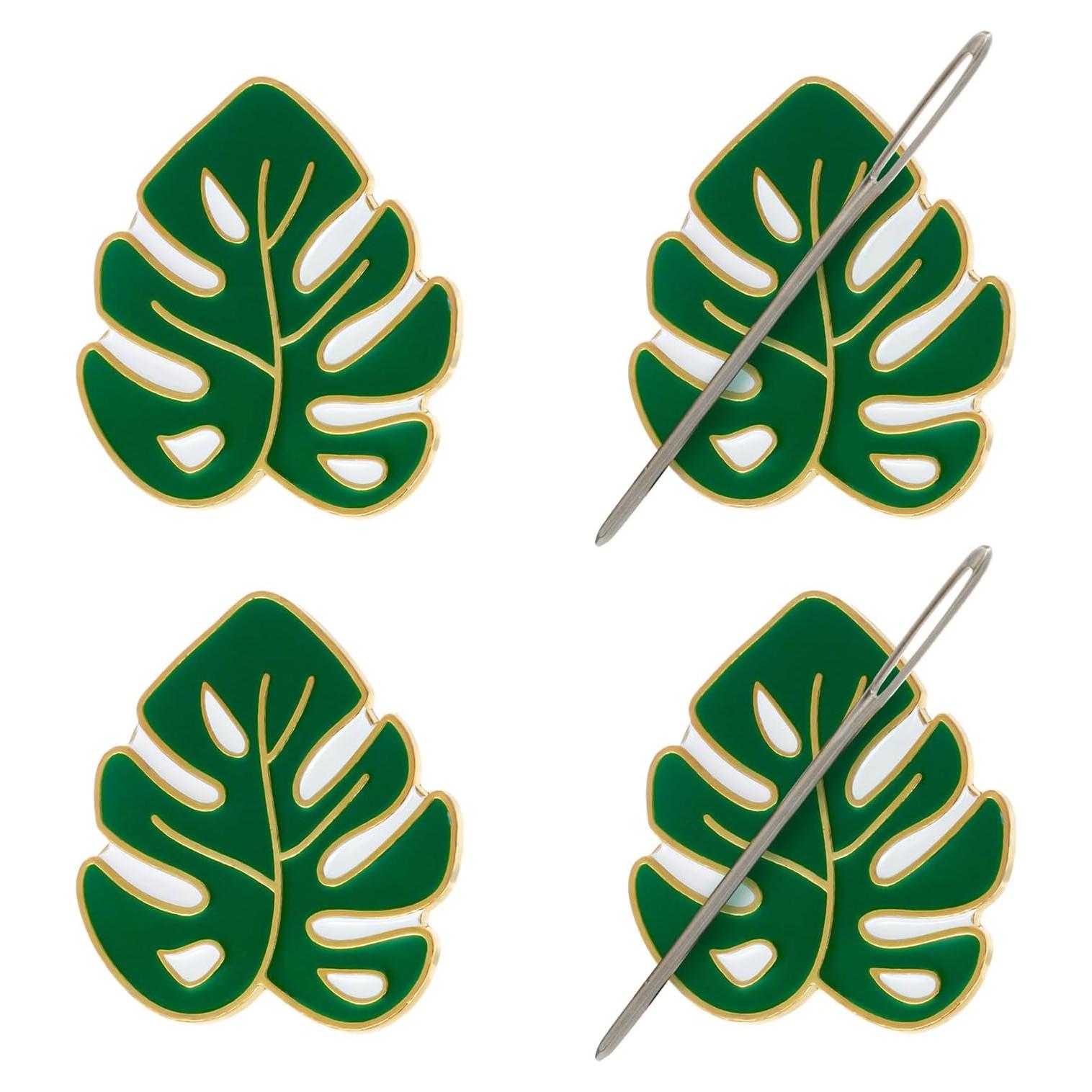 TXIN 4 Guardapins de Aguja Magnéticos Hoja de Palma 10.67x11.43cm
