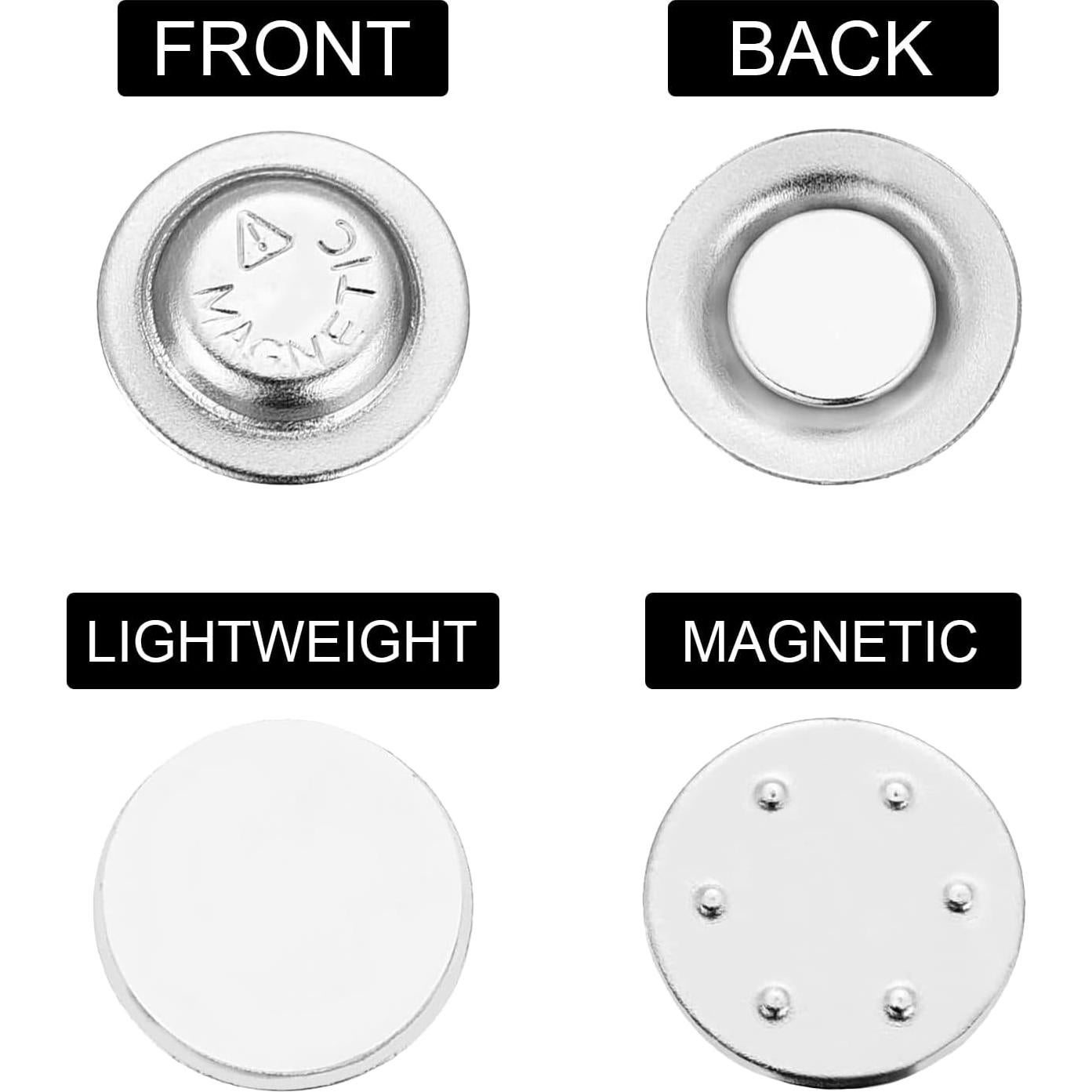 Botones Magnéticos Healifty 24PCS Redondos Plata 17mm