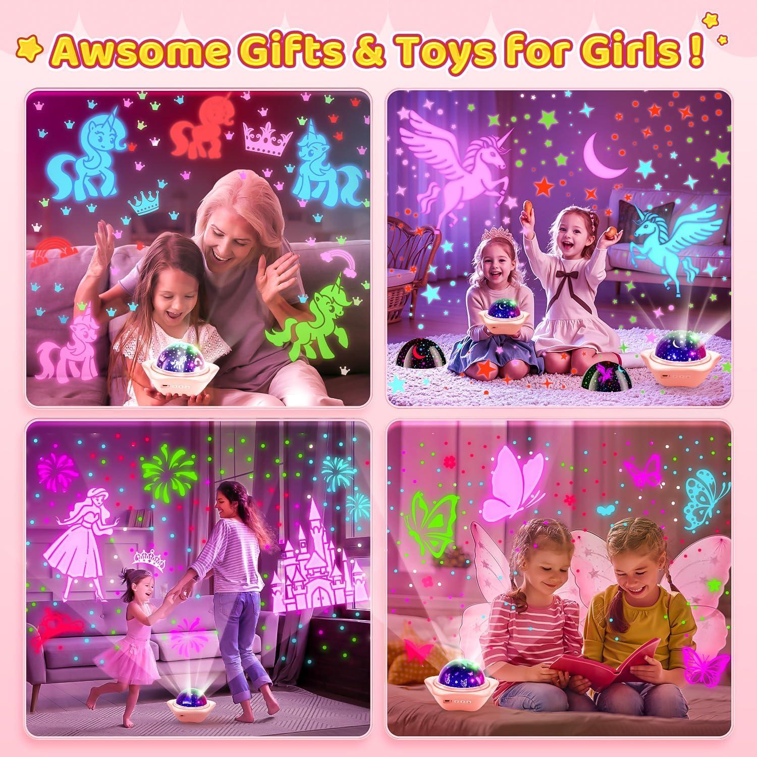 Luz Nocturna Unicornio PIKOY 360° Recargable Rosa 6 Películas