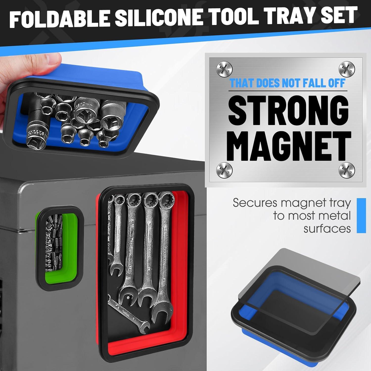 Juego de Bandejas Magnéticas Plegables Jebousike 3 Piezas