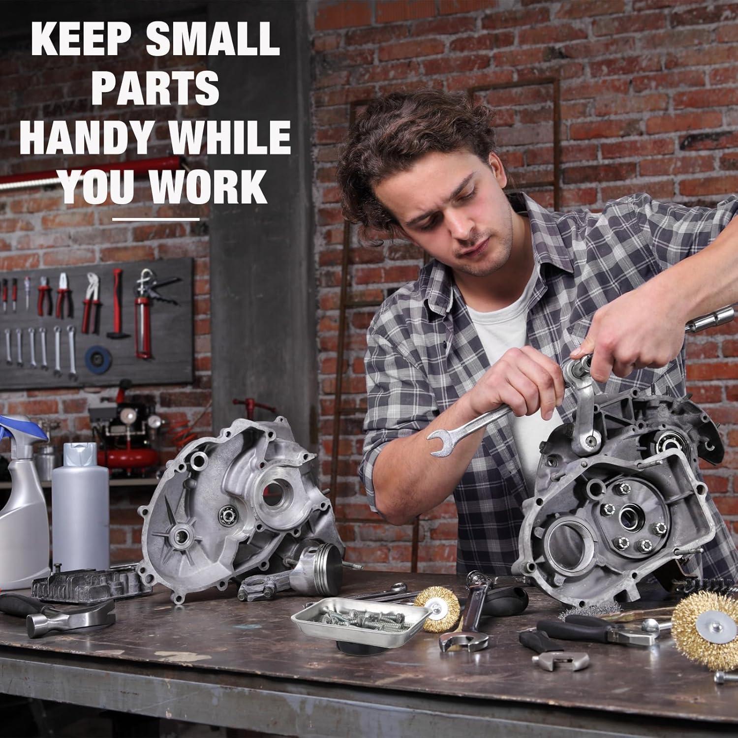 Juego de 12 Bandejas Magnéticas de Acero Inoxidable 9.19x6.40cm