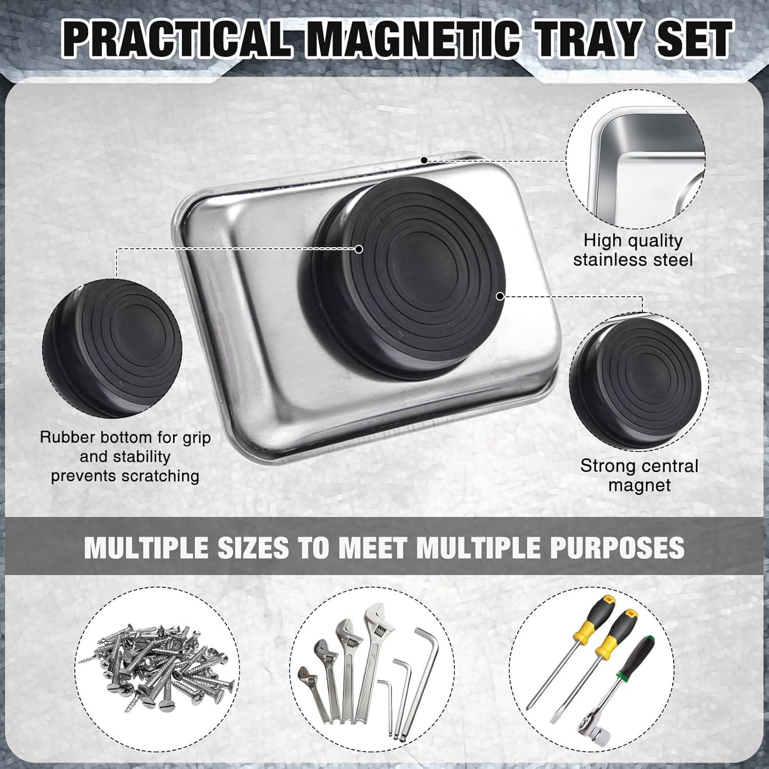 Juego de 12 Bandejas Magnéticas de Acero Inoxidable 9.19x6.40cm