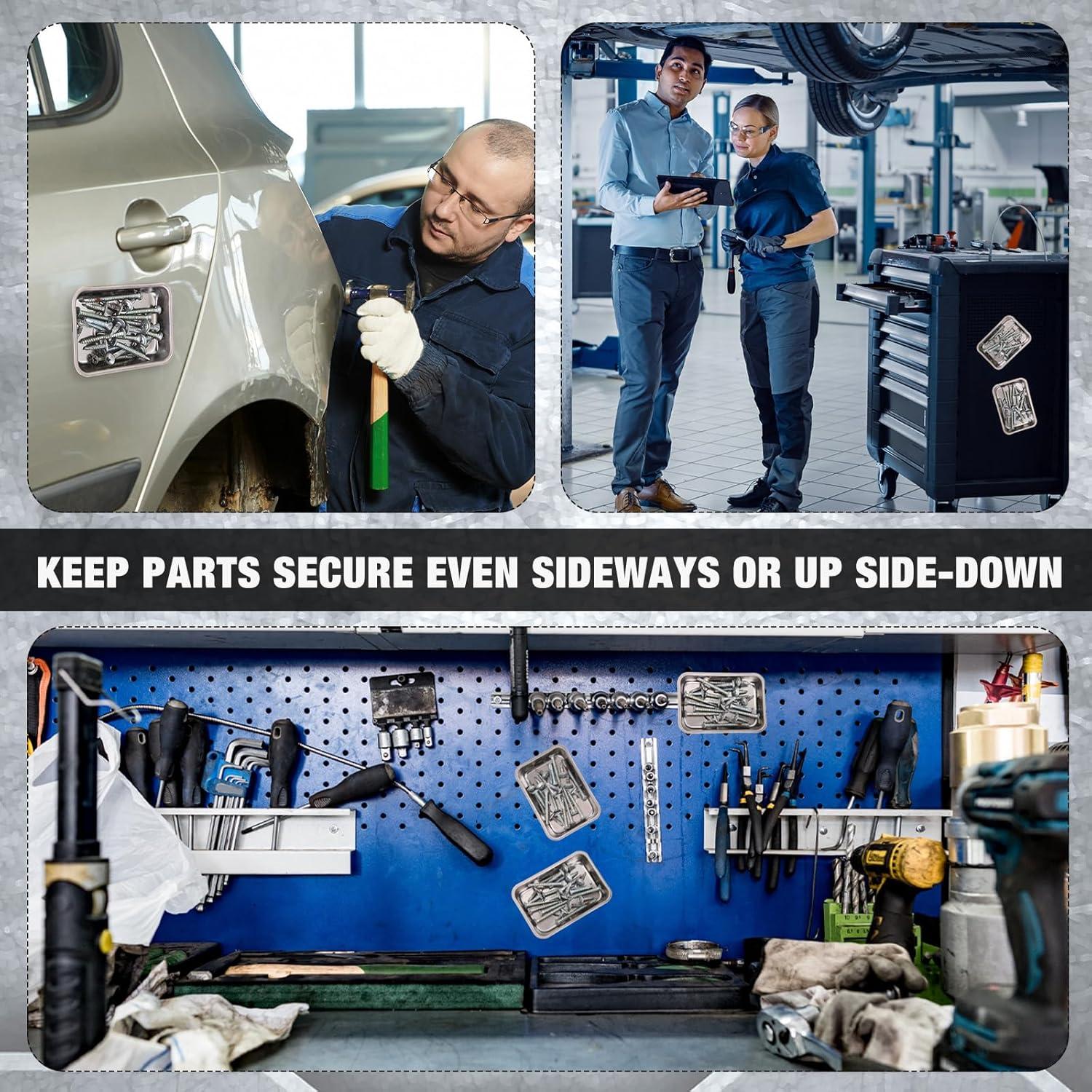 Juego de 12 Bandejas Magnéticas de Acero Inoxidable 9.19x6.40cm