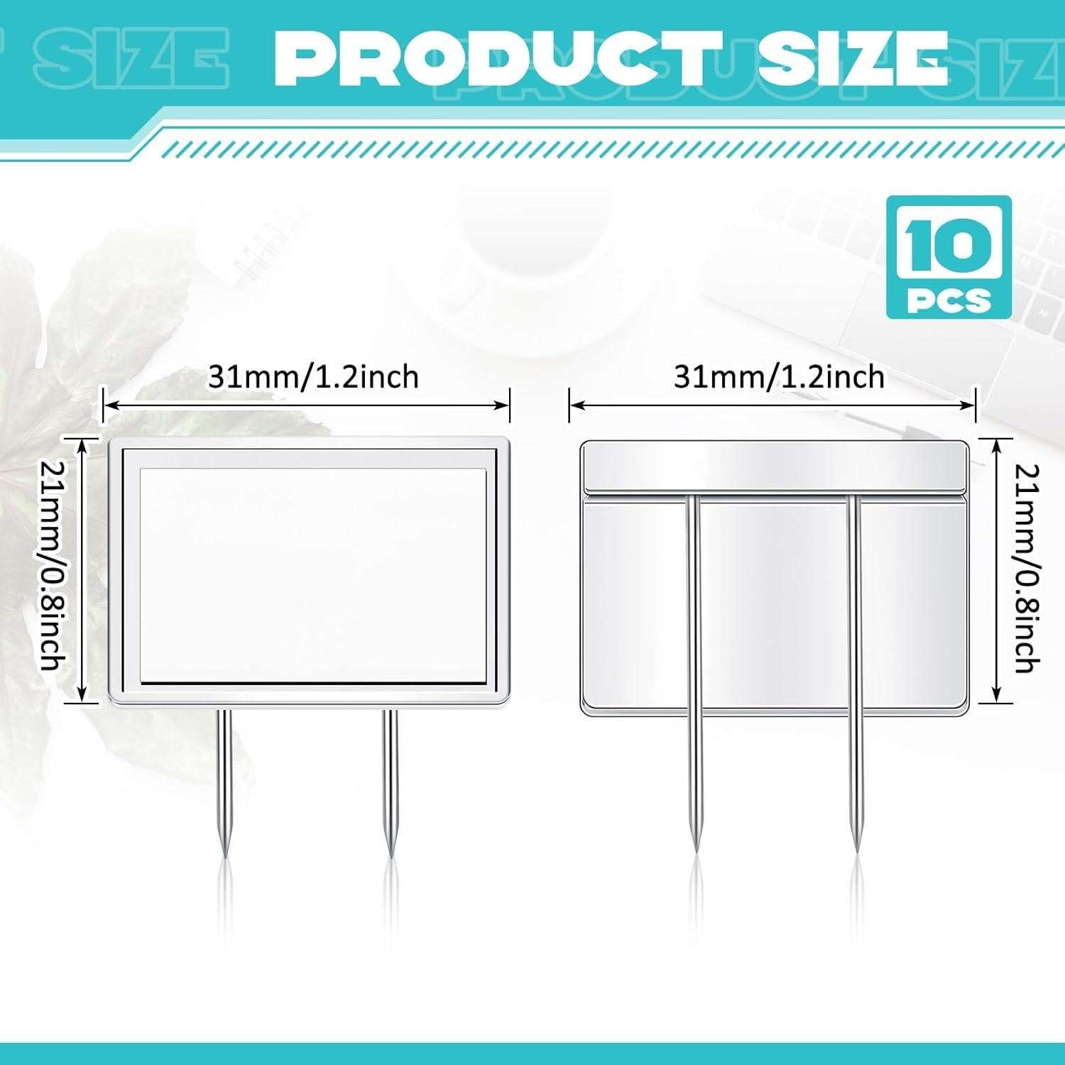 Alfileres de Cubículo Plateados Amylove - 10 Piezas 3.05x2.03cm