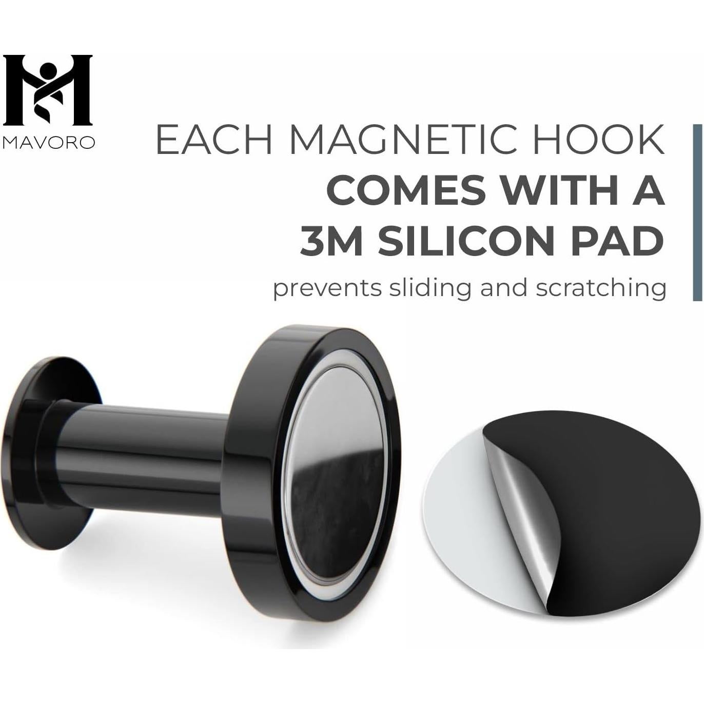 Ganchos Magnéticos Fuertes Mavoro Negro - Juego de 2