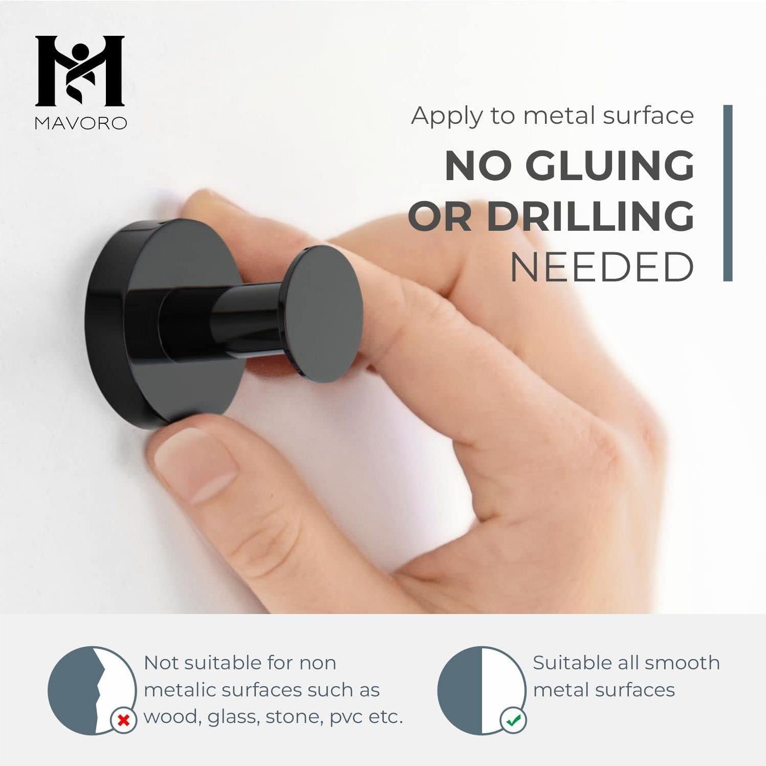 Ganchos Magnéticos Fuertes Mavoro Negro - Juego de 2