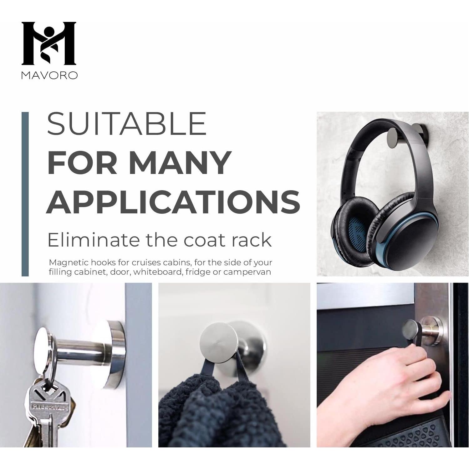Ganchos Magnéticos Fuertes Mavoro Negro - Juego de 2
