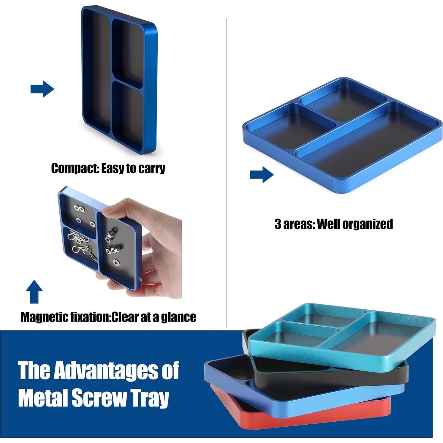 Bandeja Magnética de Tornillos Shaluoman 9.9cm Azul