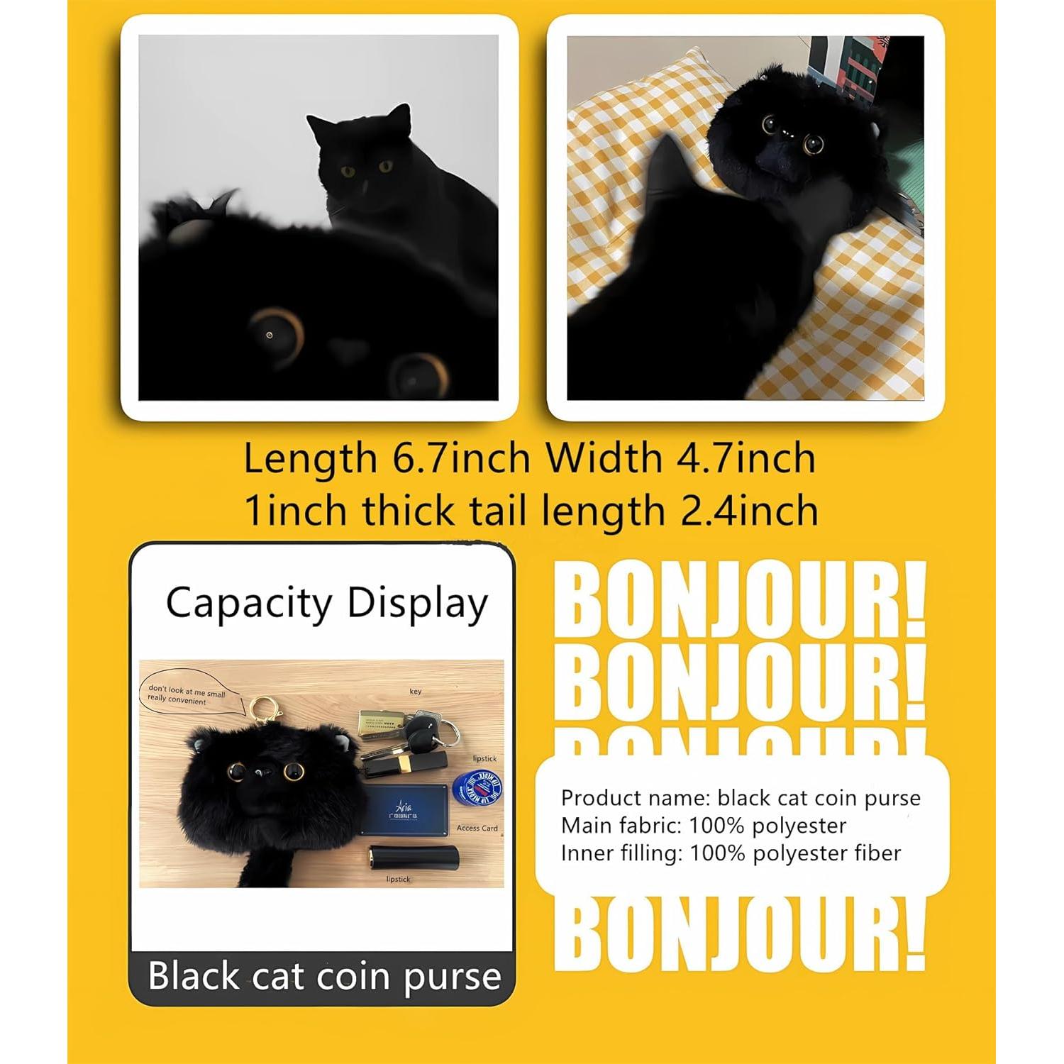 Monedero de Peluche Gato HUIJUFU 16x22 cm Kawaii