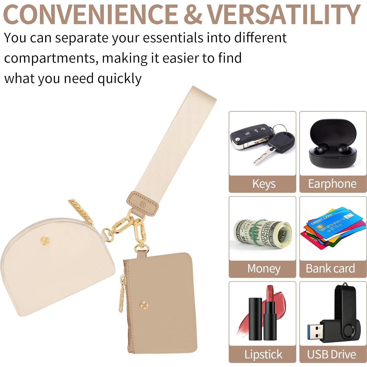 Monedero de muñeca Hovmwey con llavero y doble bolsa 18 cm