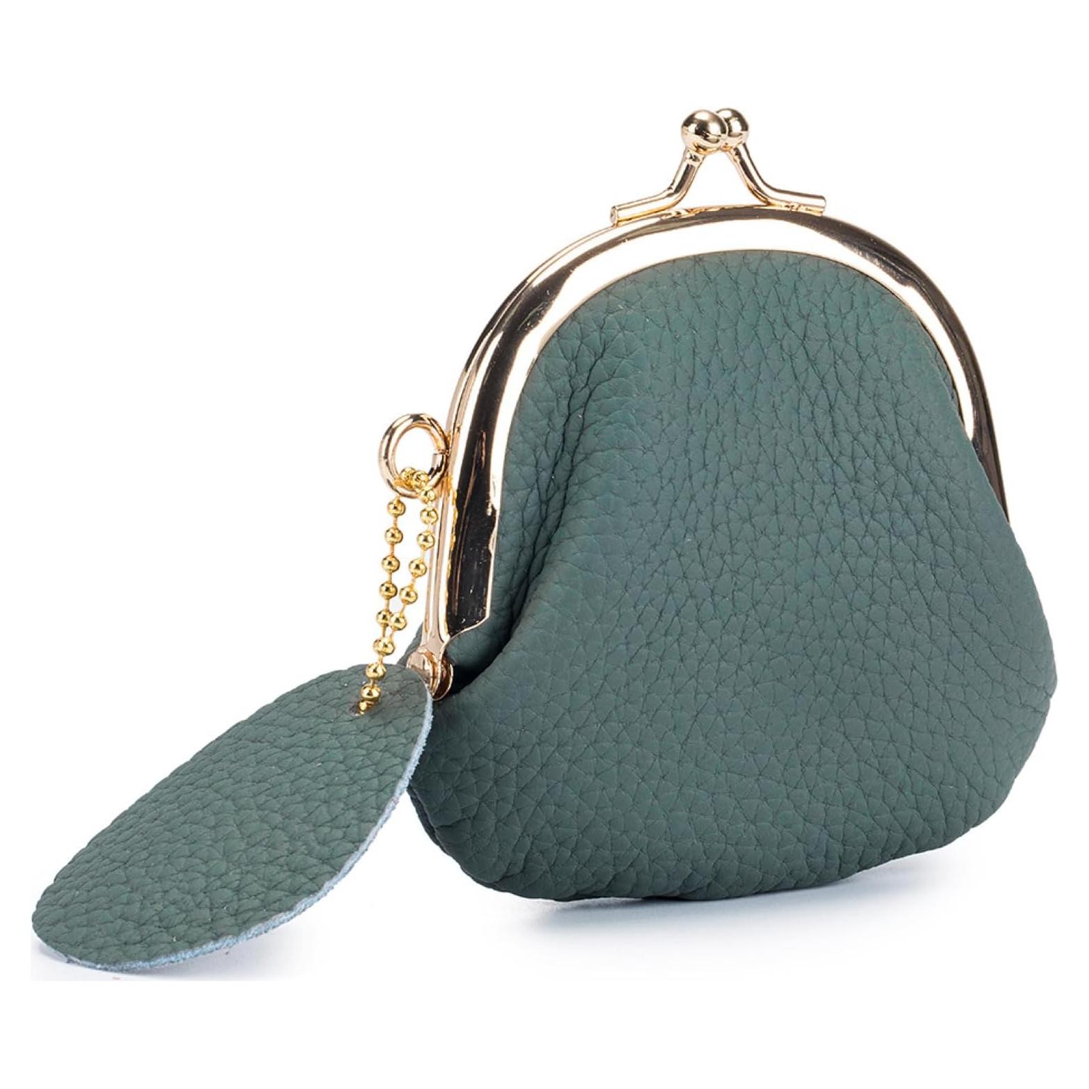 Monedero Pequeño de Cuero PU Vintage para Mujeres - Verde Almendra