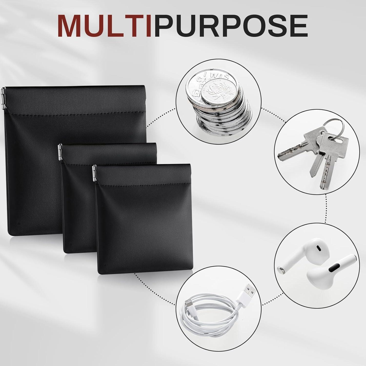 Monedero de Cuero PU Sadnyy 3 Pcs Negro - 2 Tamaños