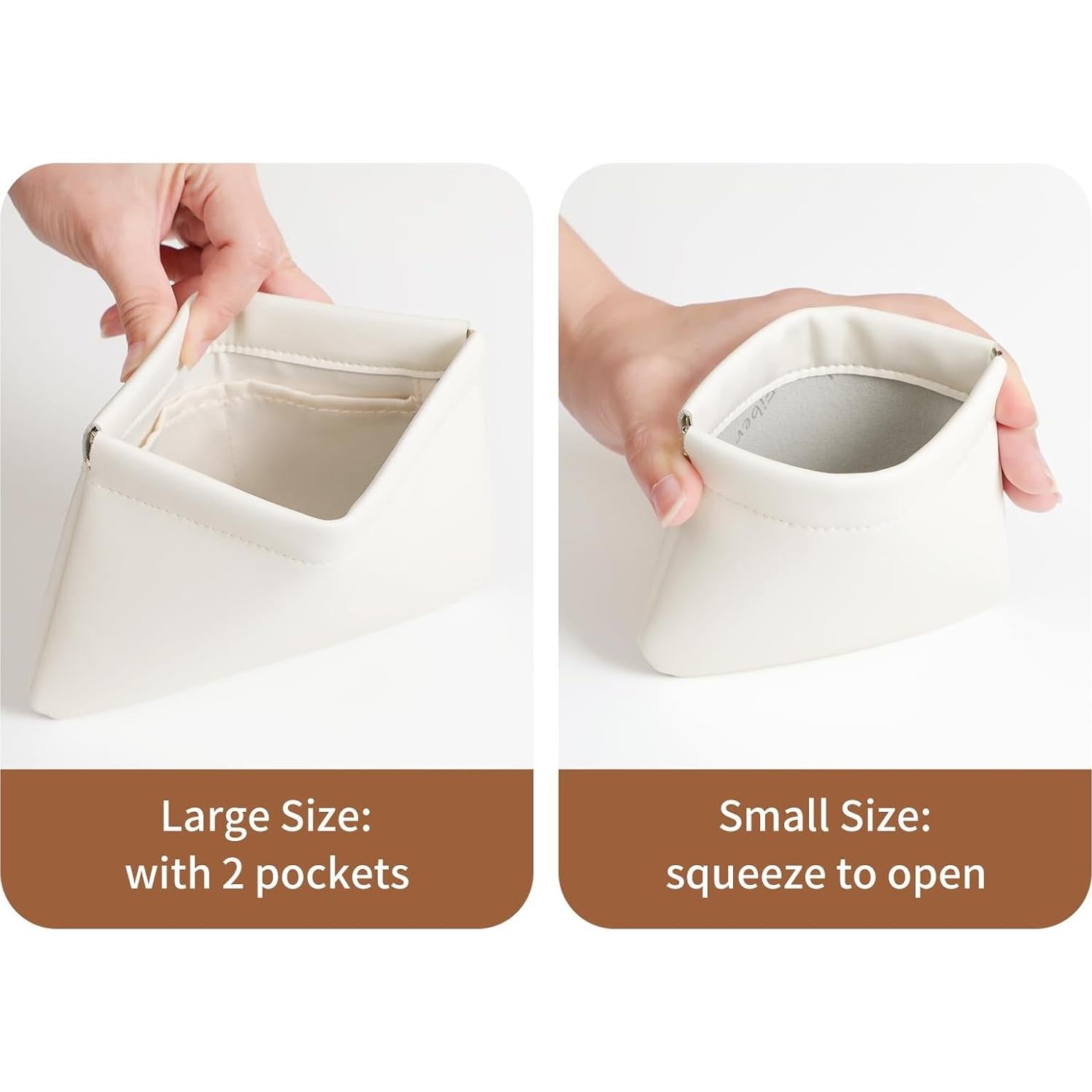 Paquete de 2 Bolsas de Maquillaje MEIBOOCH - Cuero de Superfibra